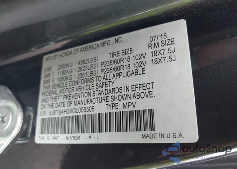 2016 Acura Rdx Acurawatch Plus Package z USA, uszkodzony, nr VIN 5J8TB4H34GL006505